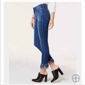 Chelsea & Violet Fringe Denim Crop Ankle Jeans Size 28 Boho Frayed Raw Hem